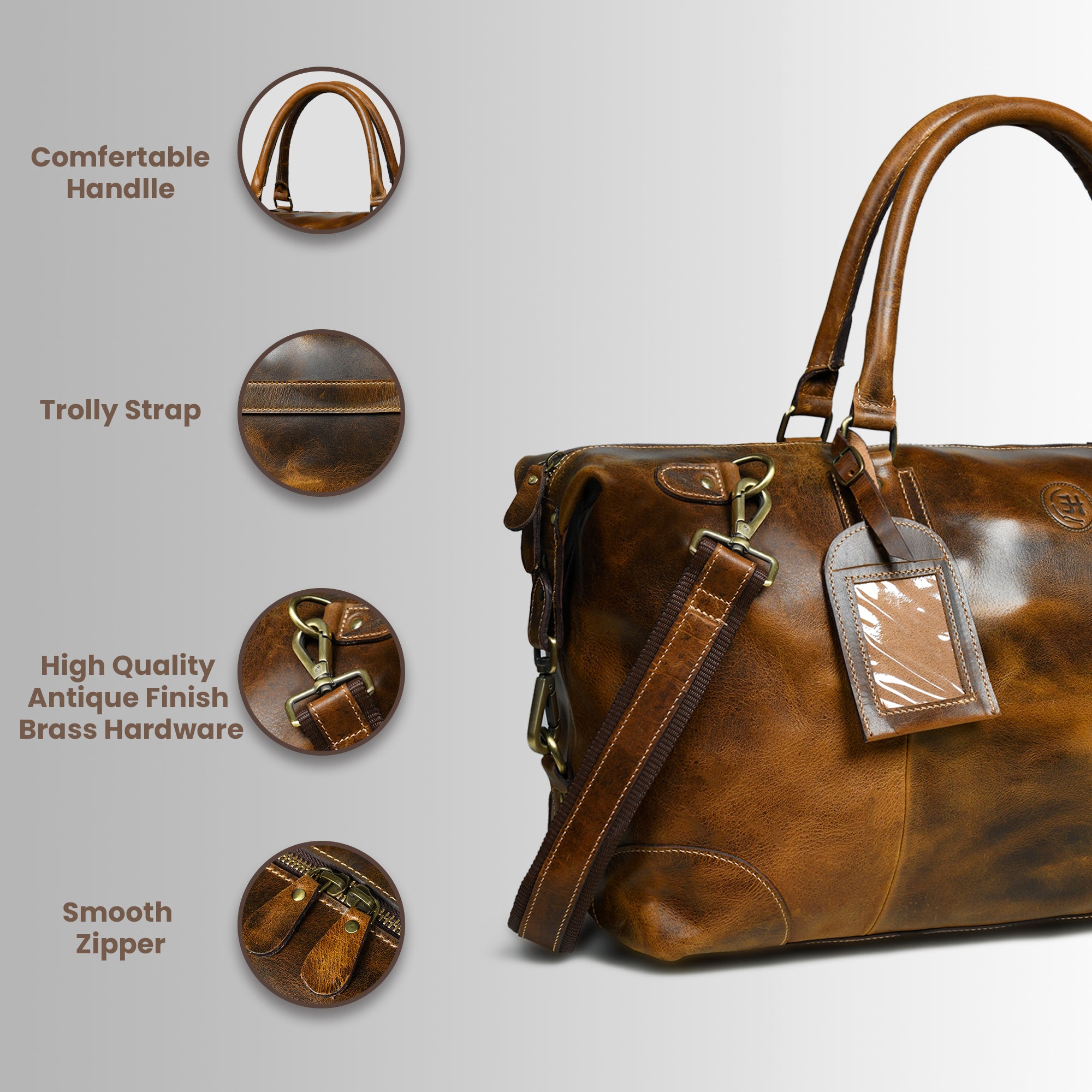 The Regent Voyager – Vintage Leather Travel Duffle Bag